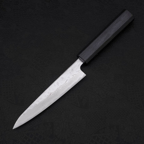 Petty AUS-10 Nashiji Damascus Dark-Blue Urushi Handle 135mm-[Musashi]-[Japanese-Kitchen-Knives]