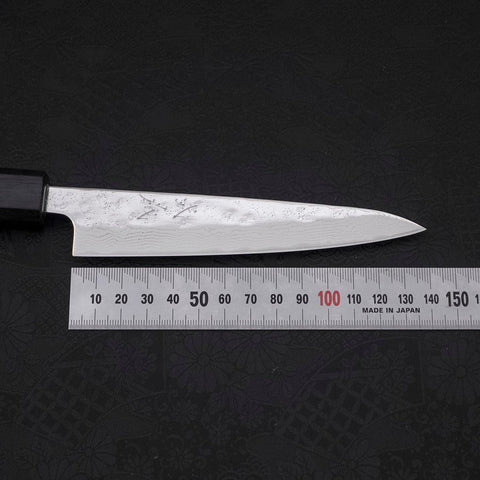Petty AUS-10 Nashiji Damascus Dark-Blue Urushi Handle 135mm-[Musashi]-[Japanese-Kitchen-Knives]