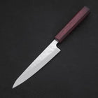 Petty AUS-10 Nashiji Damascus Urushi Purple Handle 135mm-[Musashi]-[Japanese-Kitchen-Knives]