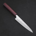 Petty AUS-10 Nashiji Damascus Urushi Purple Handle 135mm-[Musashi]-[Japanese-Kitchen-Knives]