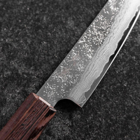 Petty AUS-10 Nashiji Damascus Wenge Handle 135mm (5.3”)-[Musashi]-[Japanese-Kitchen-Knives]