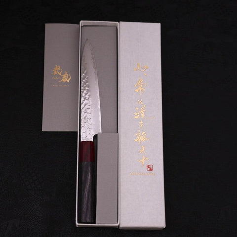 Petty AUS-10 Tsuchime Damascus Cherry Handle 150mm-[Musashi]-[Japanese-Kitchen-Knives]