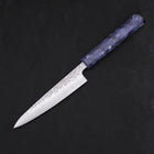Petty AUS-10 Tsuchime Damascus Ocean Blue Handle 135mm-[Musashi]-[Japanese-Kitchen-Knives]