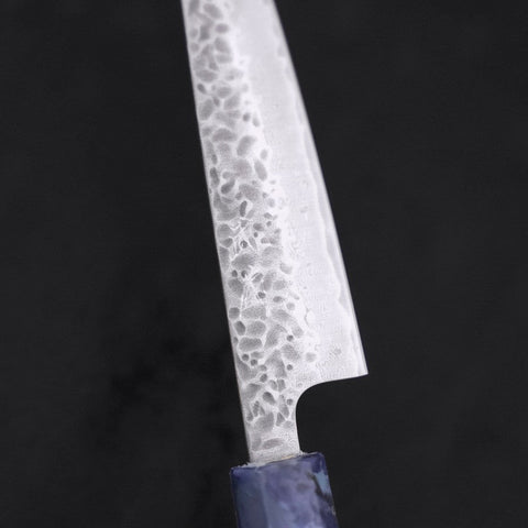 Petty AUS-10 Tsuchime Damascus Ocean Blue Handle 135mm-[Musashi]-[Japanese-Kitchen-Knives]