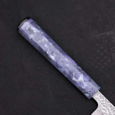 Petty AUS-10 Tsuchime Damascus Ocean Blue Handle 135mm-[Musashi]-[Japanese-Kitchen-Knives]
