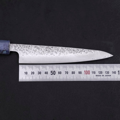 Petty AUS-10 Tsuchime Damascus Ocean Blue Handle 135mm-[Musashi]-[Japanese-Kitchen-Knives]