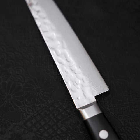 Petty AUS-10 Tsuchime Damascus Western Black Handle 135mm-[Musashi]-[Japanese-Kitchen-Knives]