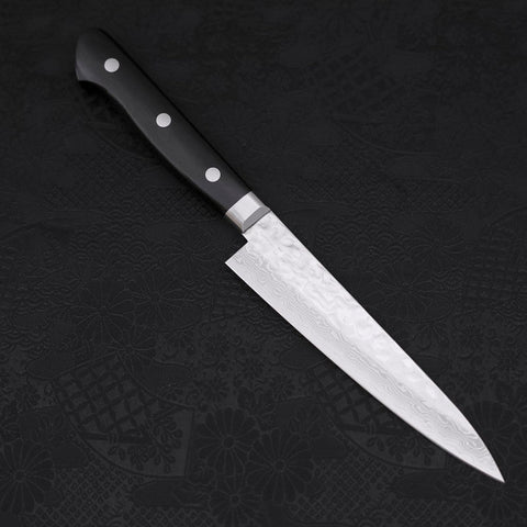 Petty AUS-10 Tsuchime Damascus Western Black Handle 135mm-[Musashi]-[Japanese-Kitchen-Knives]