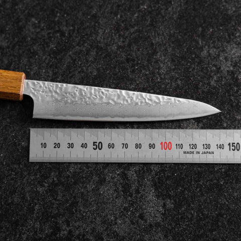 Petty AUS-10 Tsuchime Damascus Yaki Urushi Handle 135mm-[Musashi]-[Japanese-Kitchen-Knives]
