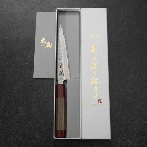Petty AUS-10 Tsuchime Walnut Handle 135mm (5.3”)-[Musashi]-[Japanese-Kitchen-Knives]