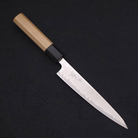 Petty AUS-10 Wave Nickel Damascus Buffalo Magnolia Handle 150mm-[Musashi]-[Japanese-Kitchen-Knives]
