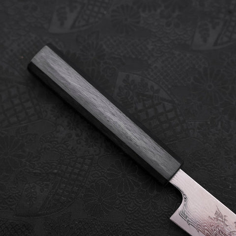 Petty AUS-10 Wave Nickel Damascus Dark Blue Urushi Handle 135mm-[Musashi]-[Japanese-Kitchen-Knives]
