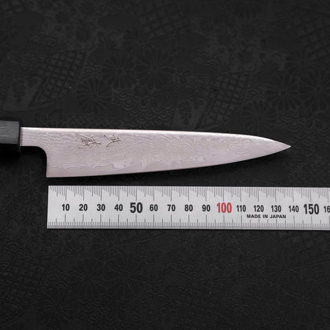 Petty AUS-10 Wave Nickel Damascus Dark Blue Urushi Handle 135mm-[Musashi]-[Japanese-Kitchen-Knives]