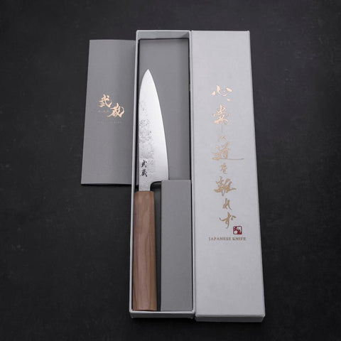 Petty AUS-8 Nashiji Olive Handle 120mm-[Musashi]-[Japanese-Kitchen-Knives]