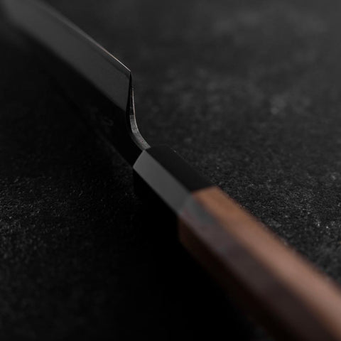 Petty Blue Steel #2 Kurouchi Buffalo Walnut Handle 135mm-[Musashi]-[Japanese-Kitchen-Knives]