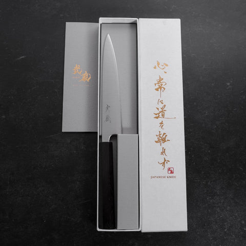 Petty Blue Super Polished Ebony Handle 150mm-[Musashi]-[Japanese-Kitchen-Knives]