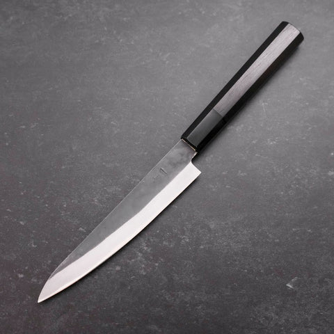 Petty Blue Steel #1 Kurouchi Chokin Auspicious Cloud-Sun Buffalo Ebony Handle 150mm-[Musashi]-[Japanese-Kitchen-Knives]