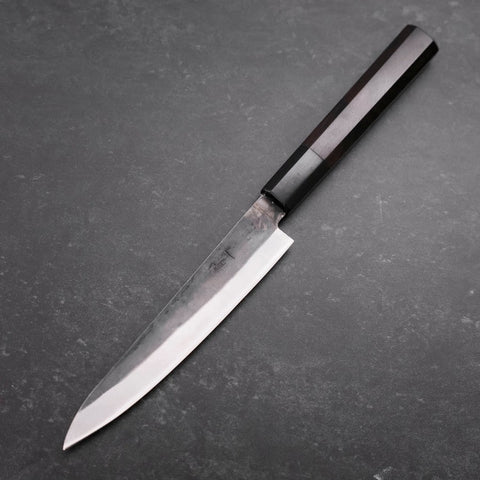 Petty Blue Steel #1 Kurouchi Chokin Sakura Buffalo Ebony Handle 150mm-[Musashi]-[Japanese-Kitchen-Knives]