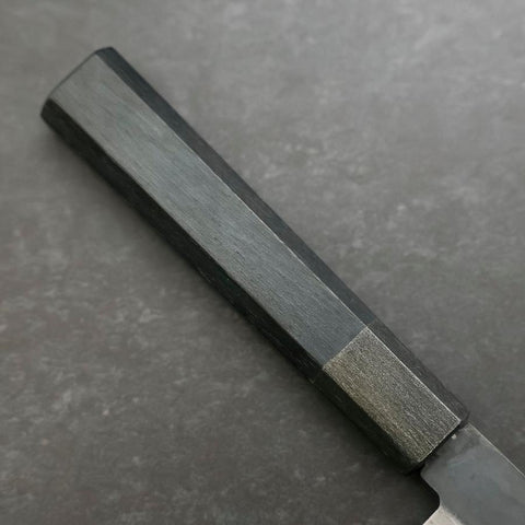 Petty Blue Steel #1 Stainless Clad Kurouchi Black Dark Blue Urushi Handle 150mm-[Musashi]-[Japanese-Kitchen-Knives]