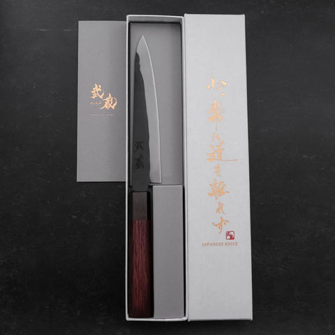 Petty Blue Steel #1 Stainless Clad Kurouchi Black Purple Urushi Handle 150mm (5.9”)