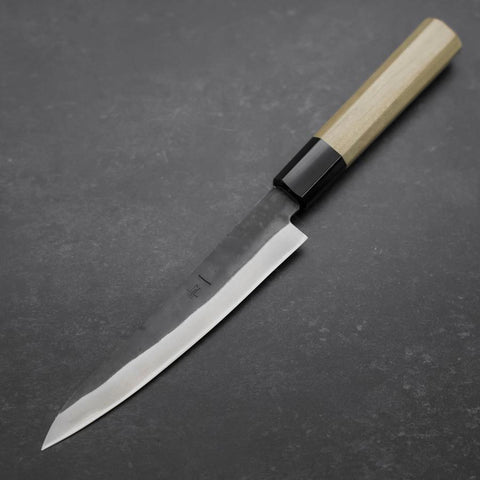 Petty Blue Steel #1 Stainless Clad Kurouchi Buffalo Magnolia Handle 150mm-[Musashi]-[Japanese-Kitchen-Knives]