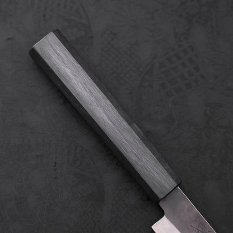 Petty Blue Steel #1 Stainless Clad Kurouchi Dark Blue Urushi Handle 150mm-[Musashi]-[Japanese-Kitchen-Knives]
