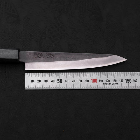 Petty Blue Steel #1 Stainless Clad Kurouchi Dark Blue Urushi Handle 150mm-[Musashi]-[Japanese-Kitchen-Knives]