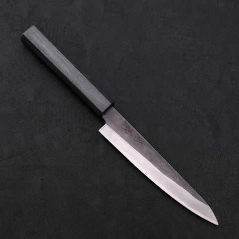 Petty Blue Steel #1 Stainless Clad Kurouchi Dark Blue Urushi Handle 150mm-[Musashi]-[Japanese-Kitchen-Knives]