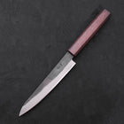 Petty Blue Steel #1 Stainless Clad Kurouchi Purple Urushi Handle 150mm-[Musashi]-[Japanese-Kitchen-Knives]