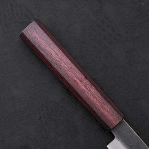 Petty Blue Steel #1 Stainless Clad Kurouchi Purple Urushi Handle 150mm-[Musashi]-[Japanese-Kitchen-Knives]