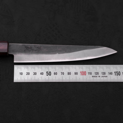 Petty Blue Steel #1 Stainless Clad Kurouchi Purple Urushi Handle 150mm-[Musashi]-[Japanese-Kitchen-Knives]