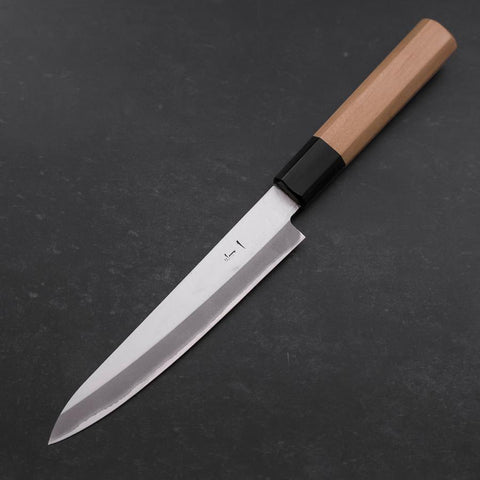 Petty Blue Steel #1 Stainless Clad Polished Buffalo Magnolia Handle 150mm-[Musashi]-[Japanese-Kitchen-Knives]