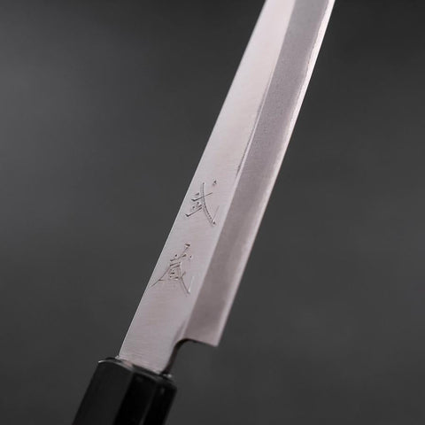 Petty Blue Steel #1 Stainless Clad Polished Buffalo Magnolia Handle 150mm-[Musashi]-[Japanese-Kitchen-Knives]