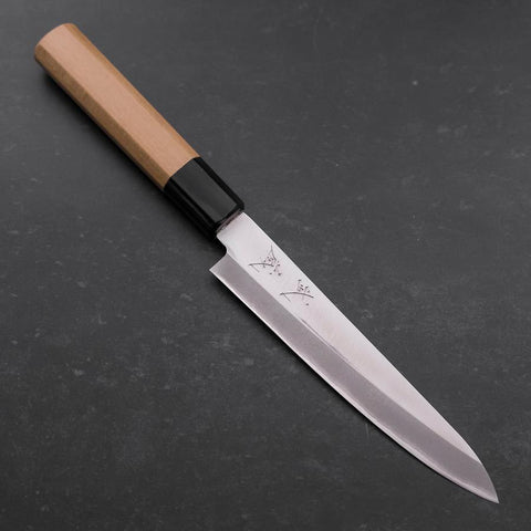 Petty Blue Steel #1 Stainless Clad Polished Buffalo Magnolia Handle 150mm-[Musashi]-[Japanese-Kitchen-Knives]