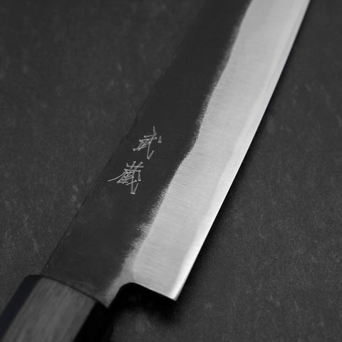 Petty Blue Steel #2 Kurouchi Dark Blue Urushi Handle 150mm-[Musashi]-[Japanese-Kitchen-Knives]