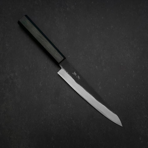 Petty Blue Steel #2 Kurouchi Dark Blue Urushi Handle 150mm-[Musashi]-[Japanese-Kitchen-Knives]