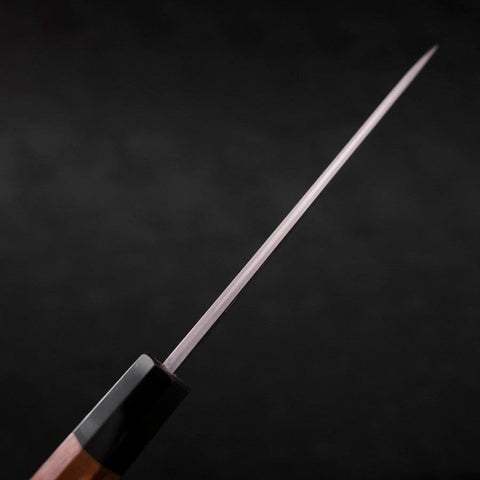 Petty Blue Steel #2 Nashiji Stainless Clad Buffalo Teak Handle 135mm-[Musashi]-[Japanese-Kitchen-Knives]