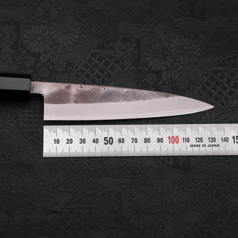 Petty Blue Steel #2 Nashiji Stainless Clad Buffalo Teak Handle 135mm-[Musashi]-[Japanese-Kitchen-Knives]