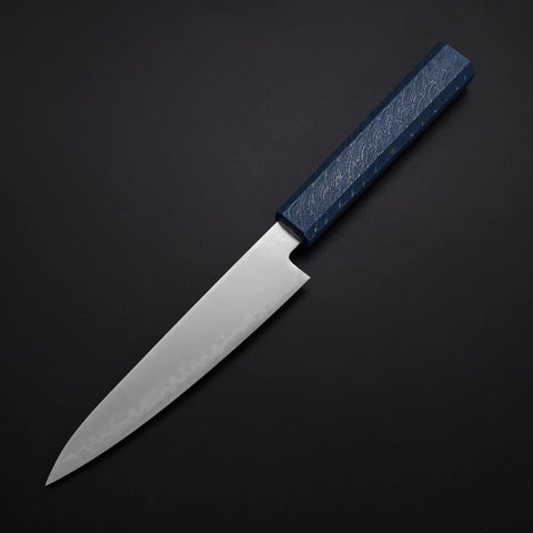 Petty Chromax Polished Blue Urushi Handle 150mm-[Musashi]-[Japanese-Kitchen-Knives]
