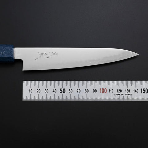 Petty Chromax Polished Blue Urushi Handle 150mm-[Musashi]-[Japanese-Kitchen-Knives]