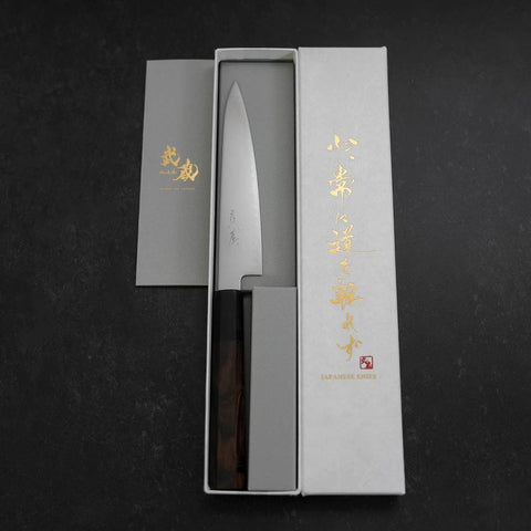 Petty Chromax Polished Buffalo Ebony Handle 150mm-[Musashi]-[Japanese-Kitchen-Knives]