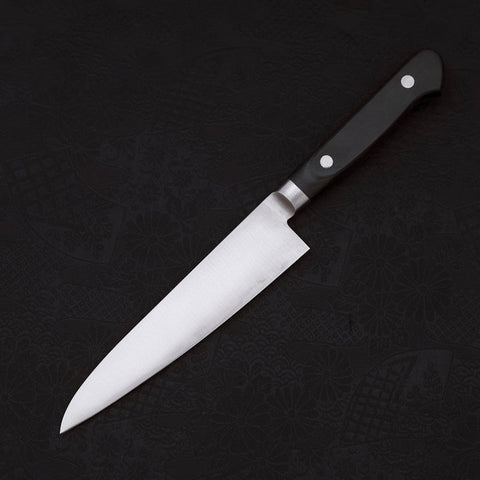 Petty Knife AUS-8 Polished Western Black Handle 120mm (4.7”)-[Musashi]-[Japanese-Kitchen-Knives]