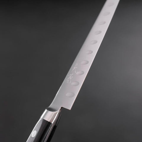 Petty Molybdenum Polished Dimples Western Black Handle 150mm (5.9”)-[Musashi]-[Japanese-Kitchen-Knives]