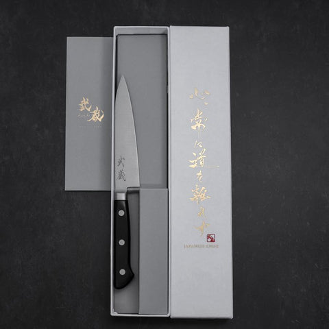Petty Molybdenum Polished Western Black Handle 120mm (4.7”)-[Musashi]-[Japanese-Kitchen-Knives]