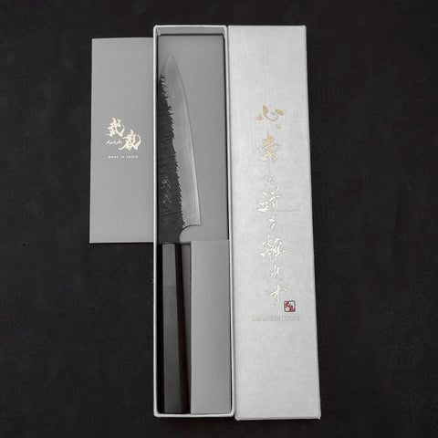 Petty SG-2 Kurouchi Tsuchime Buffalo Ebony Handle 150mm-[Musashi]-[Japanese-Kitchen-Knives]