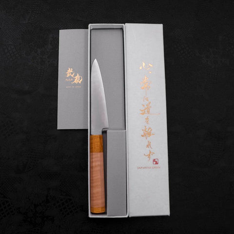 Petty SG-2 Polished Yellow Maple Handle 120mm-[Musashi]-[Japanese-Kitchen-Knives]