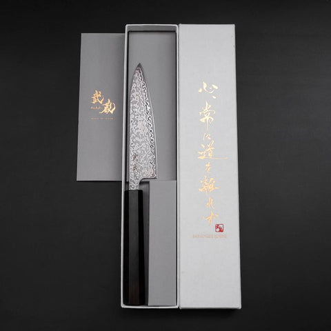 Petty SLD Black Damascus Ebony Handle 130mm (5.1”)-[Musashi]-[Japanese-Kitchen-Knives]