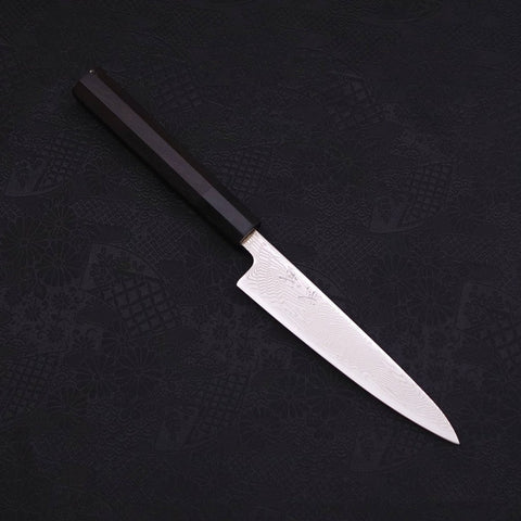 Petty SLD Wave Nickel Damascus Buffalo Ebony Handle 135mm-[Musashi]-[Japanese-Kitchen-Knives]