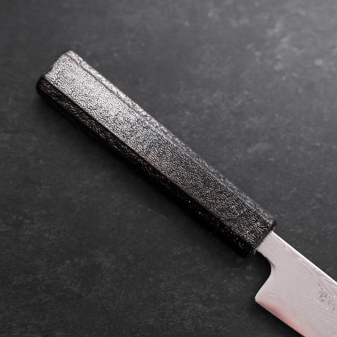 Petty SLD Wave Nickel Damascus Silver Pattern Urushi Handle 135mm-[Musashi]-[Japanese-Kitchen-Knives]