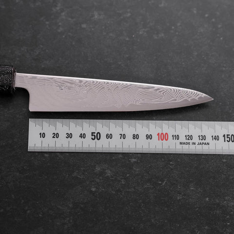Petty SLD Wave Nickel Damascus Silver Pattern Urushi Handle 135mm-[Musashi]-[Japanese-Kitchen-Knives]